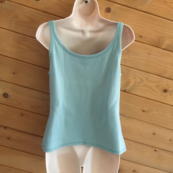 Eileen Fisher Mint Green Cotton Blend Basic Sleeveless Tank Casual Layer Top M - Picture 4 of 7